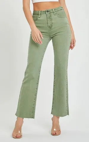 Risen Olive Karla High-Rise Slit Straight Jeans Size 32 NWT thumbnail 1