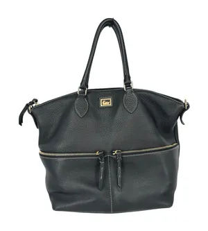 Dooney & Bourke Satchel‎ Bag Purse Black Leather Pebbled Zip Pocket Classic Tote thumbnail 1