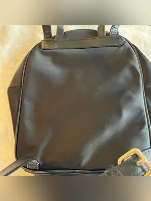 Kate Spade black mini nylon backpack gold hardware front pocket adjustable strap thumbnail 4