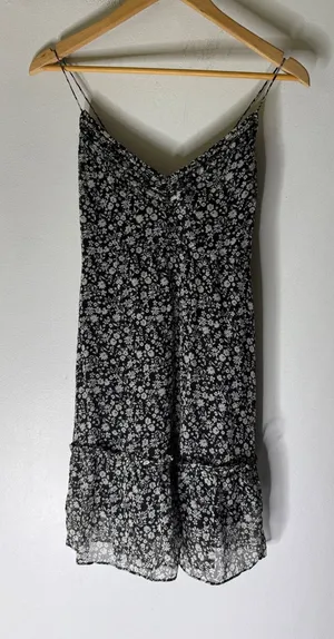 Abercrombie‎ fitch silky floral mini dress open back black white large thumbnail 1