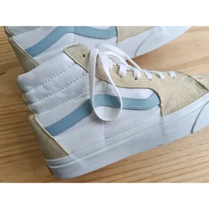 Vans Sk8-Hi High Top Sneakers Men's 6.5 Women's 8 Beige Blue Canvas Skate Shoes thumbnail 8