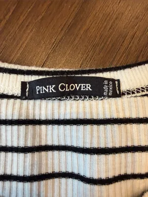 Pink Clover Striped Ribbed Tank Top - Black & White - Medium - C67-122 thumbnail 2