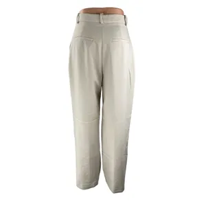 Zara Women's White High Waisted Wide Leg Baggy Trousers Dress Pants Size S thumbnail 4