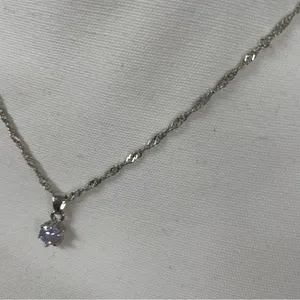 Blue Rhinestone & Silver Tone Necklace Costume Jewelry thumbnail 3