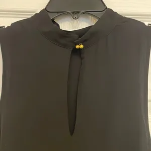 Parker Sleeveless Halter Roslyn Top - Black with Gold Trim, NWT thumbnail 5