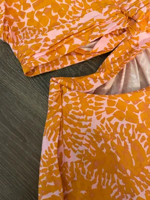 A.L.C. Pink Orange Printed Gathered Cut-Out Women's Lexi Mini Dress Size 6 thumbnail 7