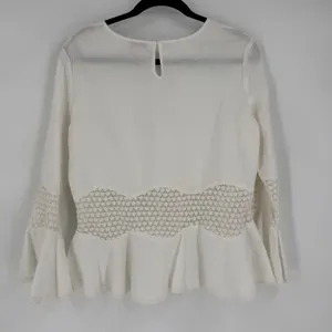 Tizzie Crochet Lace Blouse Women‎ Small White Bell Sleeve Boho Cottagecore Top thumbnail 11