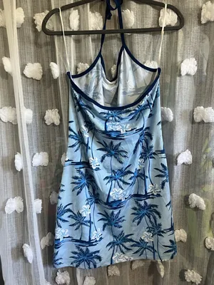 Anchor Blue Tropical Palm Halter Dress thumbnail 2