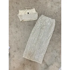 Forever 21 medium crop top sequin outfit knot front skirt set SK2 3392 thumbnail 6