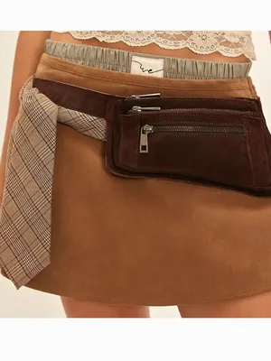 NWOT FREE PEOPLE X We The Free Paradise Found Suede Skort pocket M thumbnail 2
