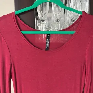 White Mark Burgundy Scoop Neck Long Sleeve Lightweight Maxi Dress Size Small EUC thumbnail 4