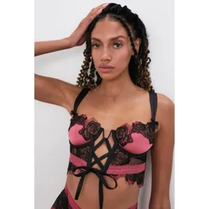 For Love & Lemons / Victoria Secret Ivy Lace Bustier Black & Red‎ XXS $129 thumbnail 2
