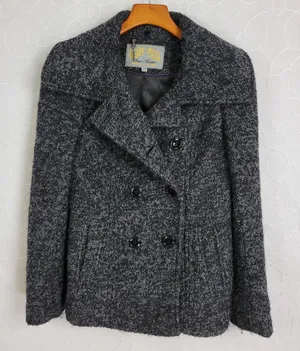 Steve Madden Women's Jacket S Black Wool Blend Collared Double Breasted Pea Coat thumbnail 1
