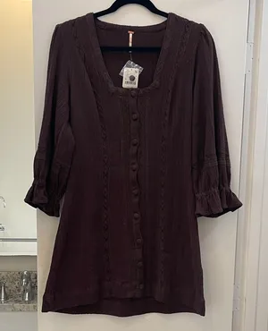 NWT Free People Jules Mini Dress Size M Double Espresso Brown thumbnail 1