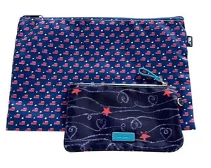 Set Of 2 Vera Bradley Vineyard Vines Womens Cosmetic Pouch Clutch Blue Red‎ thumbnail 1