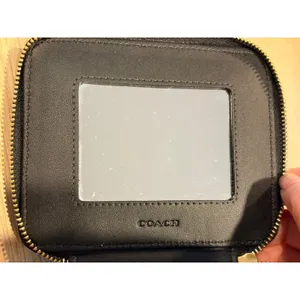 Coach Leopard Print Crossgrain Leather Travel Jewelry Box Case Mirror Gold Tone thumbnail 6