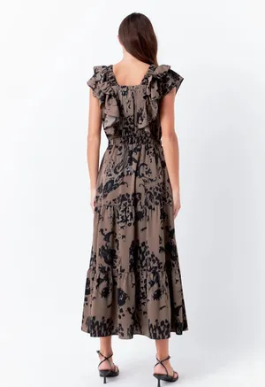 Endless Rose Animal Print Ruffle Sleeve Maxi Dress thumbnail 2
