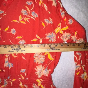 Free People‎ Ruthie Coral Floral Print Button Front Mini Shirt Dress flowy Large thumbnail 9