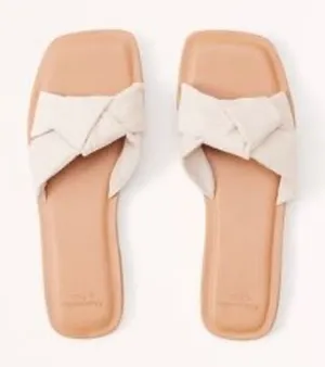 Abercrombie & Fitch Knotted Slide Sandals Women‎ 11 Strappy Suede Minimalist thumbnail 1