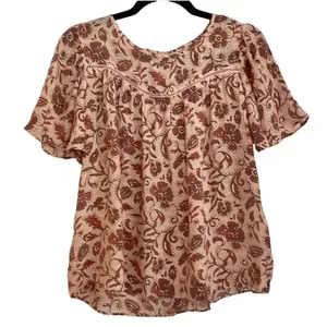 Nanette Lepore NWT orange floral ruffle sleeve blouse small thumbnail 3