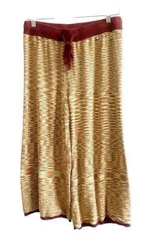 Urban Outfitters Cropped Pants Women L Mustard Spacedye Knit Wide Leg Drawstring thumbnail 1
