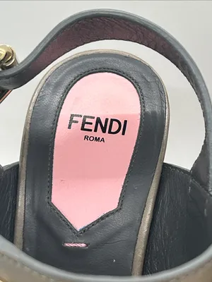 Fendi Auth Taupe Leather Block Heel Slingback Sandals Shoes **Size 37/US 7**🔥🔥 thumbnail 11
