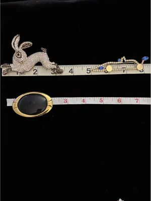 Vintage Costume Jewelry Brooch Lot w Signed Napier Oval Black Cabochon Set thumbnail 5