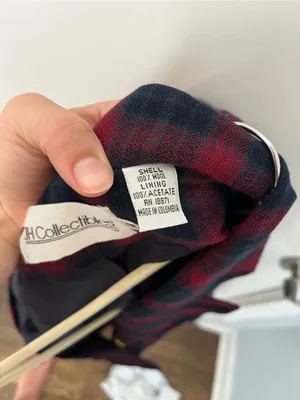 Vintage Red Green Navy Plaid Double-Breasted Blazer gold button wool HOLES thumbnail 5