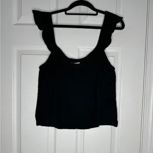 MARINE LAYER NWT Jude Flutter Sleeve Tank Top‎ Black 100% Cotton Gauze Size S thumbnail 4