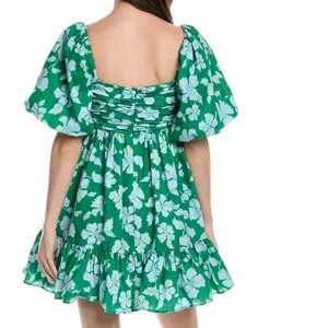AMUR Martine Mini Dress, Green/White Floral, Size 10, NWT thumbnail 2