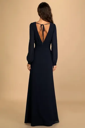 Lulus NWT Love You So Navy Long Sleeve Maxi Dress thumbnail 4