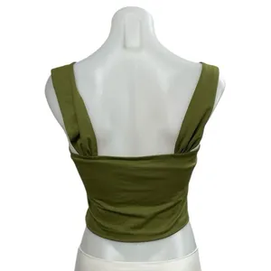 Abercrombie & Fitch Women's Green Sweetheart Neck Sleeveless Crop Tank Top Sz M thumbnail 3