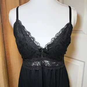 Ababoon Black Lace V-Neck Chemise Slip Dress NWT Medium thumbnail 7