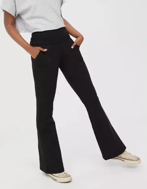 NWT Aerie Offline Black Fold-over Leggings Performance Gym Workout Yoga Size XS thumbnail 1