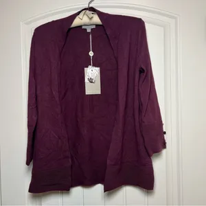 Volution cardigan sweater maroon size XS NWT Purple thumbnail 2