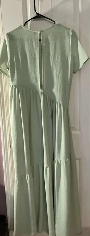 Zara Women Tiered Maxi Dress light green SZ M NWOT thumbnail 1