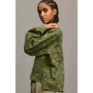 Anthropologie Pilcro Reworked Camo Sweatshirt Popover V-Neck Cropped Oversized thumbnail 10