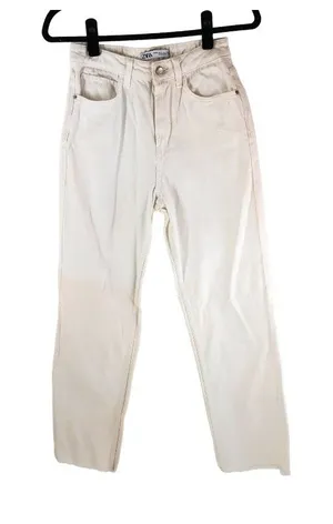 Zara Womens Mom Jeans High Rise White US 2 thumbnail 1