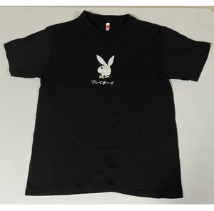 Black Playboy Bunny Playing Card Graphic Short Sleeve T-Shirt Top Tee Size S 🤍🖤 thumbnail 2