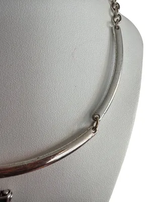 Silver Tone Cross Pendant Necklace Clear Rhinestone Articulated Chain Adj 19" thumbnail 3