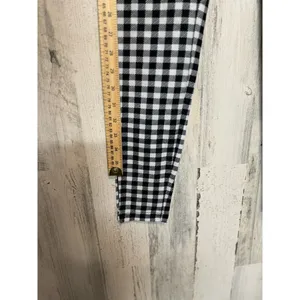 SHEIN Gingham Plaid Split Hem Skinny Leggings Womens S Black White High Rise thumbnail 6