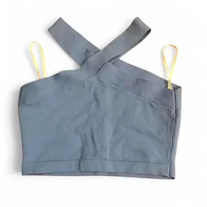 Aritzia Babaton Sculpt Knit Cross Halter Crop Top Blue M thumbnail 3
