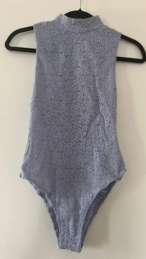 Intimately Free People Lavender Lace Bodysuit XS Mock Neck Romantic Coquette thumbnail 1