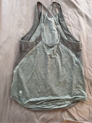 lululemon athletica Green and Gray Strappy Racerback Tank thumbnail 6