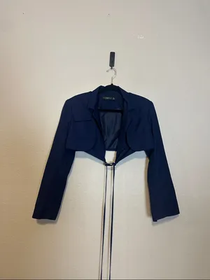 Revolve Lioness Miami Vice‎ Cropped Wrap Blazer Tie Waist Navy Y2K Size XS thumbnail 2