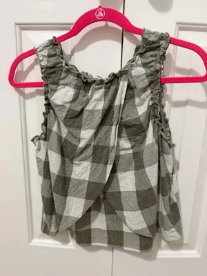 Easel Gingham Ruffle Trim Tank Top thumbnail 3