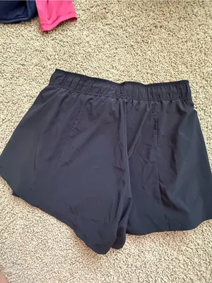 Nike Women's Black Layered Athletic Shorts with White Swoosh thumbnail 4
