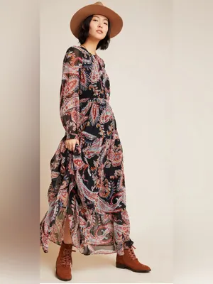 Anthropologie Paisley Maxi Dress 12 thumbnail 4