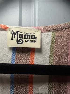 Show Me Your MuMu Striped Tie-Front Jumpsuit in Cream, Rust, Blue, Olive thumbnail 2