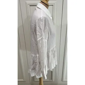 A Mente Women's White High Low‎ Blouse Size Small Peasant Poet Victorian thumbnail 5